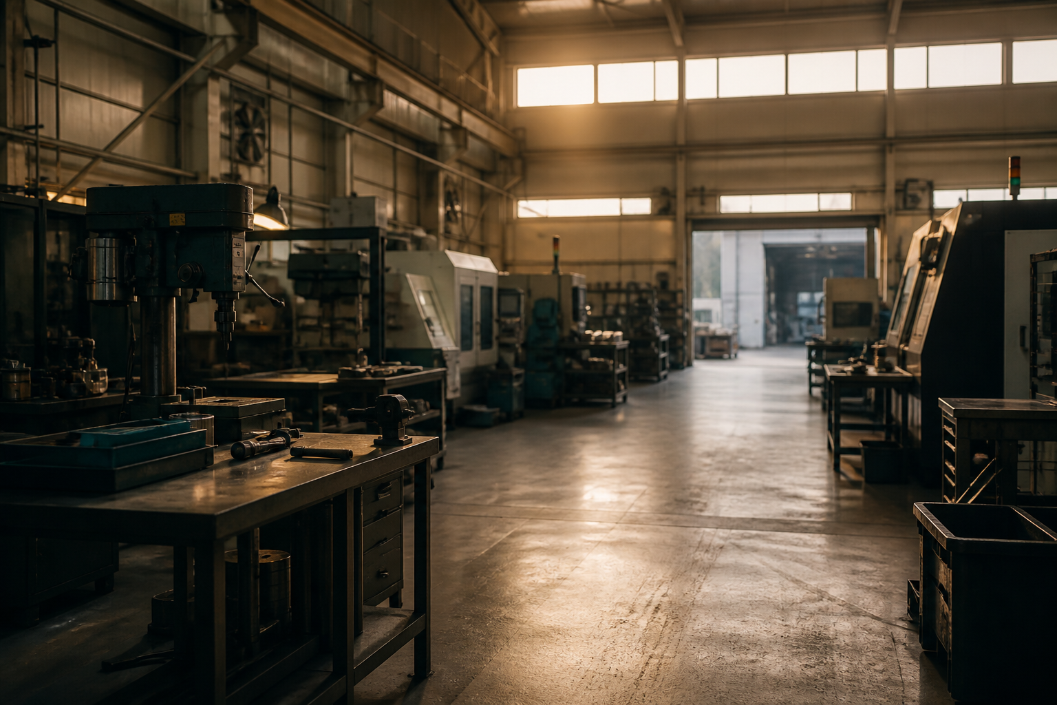 A quiet workshop floor, go see the work.